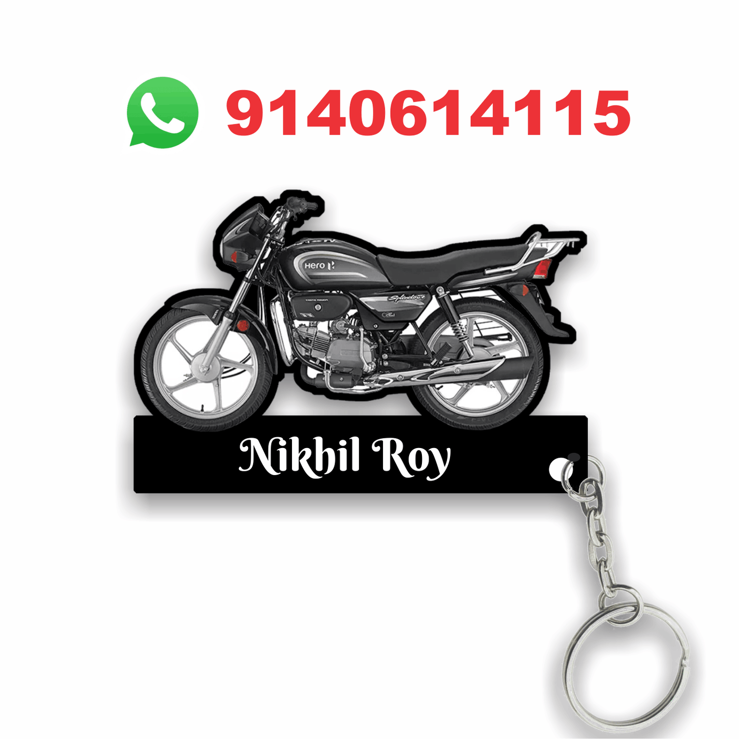 Customized Hero splendor plus Bike Shape Wooden Keychain